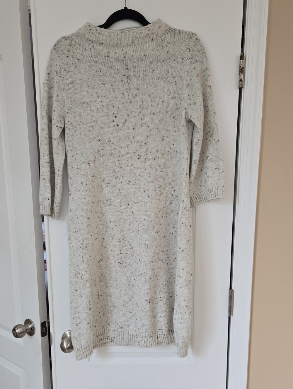Studio One Speckled Cream Knit Long Sleeve Dress